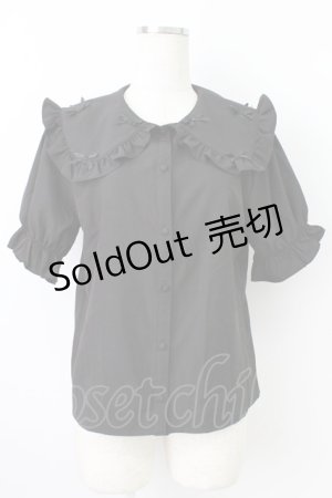 画像: axes femme POETIQUE / プチリボンビッグ襟ブラウス M ブラック T-26-03-24-025-AX-BL-SA-ZT