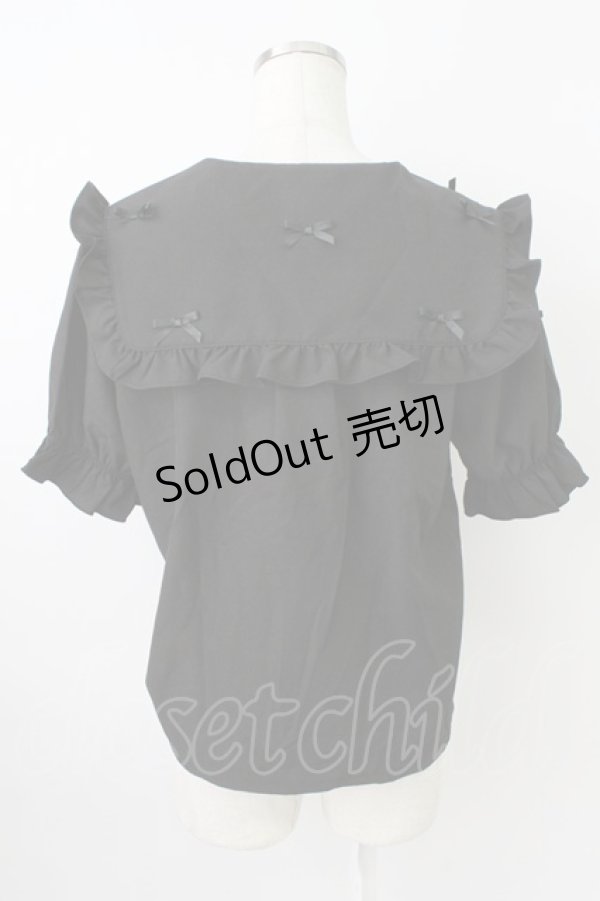 画像2: axes femme POETIQUE / プチリボンビッグ襟ブラウス M ブラック T-26-03-24-025-AX-BL-SA-ZT (2)