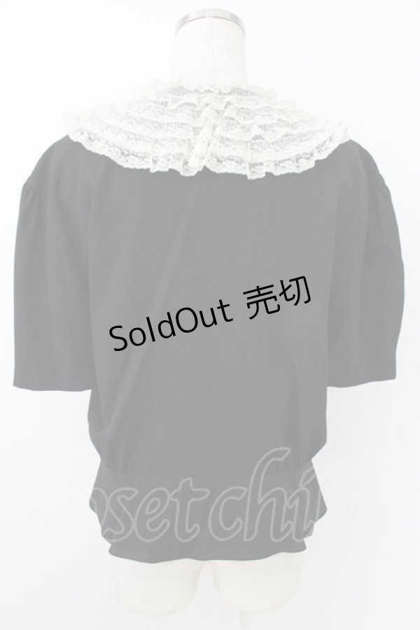 画像2: INGEBORG / レース襟&リボン半袖ブラウス&プリーツスカートセットアップ  ブラック T-26-03-24-026-LO-BL-SA-ZT (2)