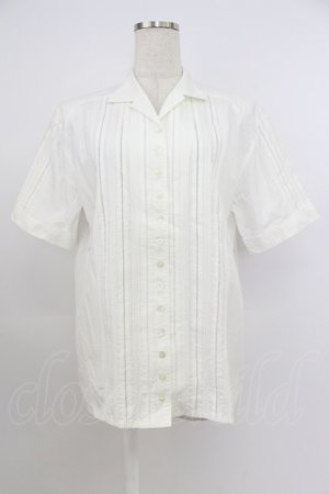 画像: INGEBORG / 梯子レース半袖開襟ブラウス  ホワイト T-26-03-24-004-LO-BL-SA-ZT