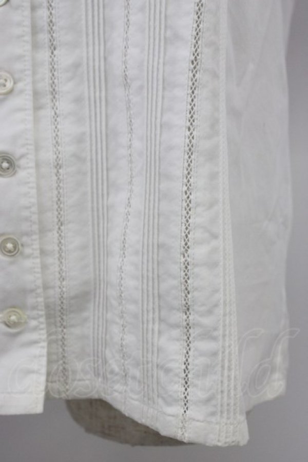 画像3: INGEBORG / 梯子レース半袖開襟ブラウス  ホワイト T-26-03-24-004-LO-BL-SA-ZT (3)