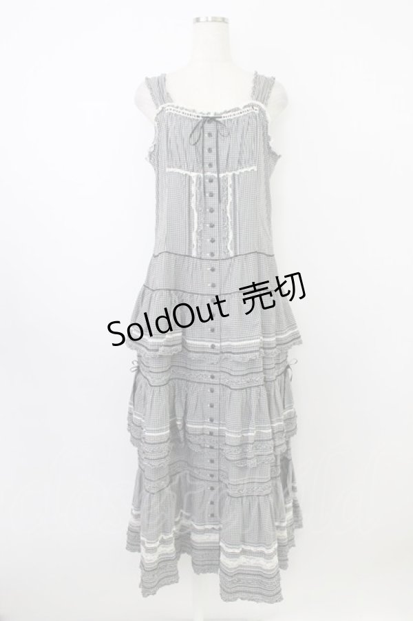 画像1: PINK HOUSE / ギンガム前開きサンドレス  ブラック T-26-03-24-036-LO-OP-SA-ZT (1)