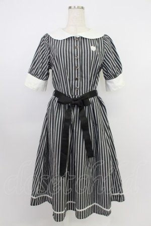 画像: axes femme POETIQUE / マリンストライプシャツワンピース M グレー T-26-03-24-037-AX-OP-SA-ZT