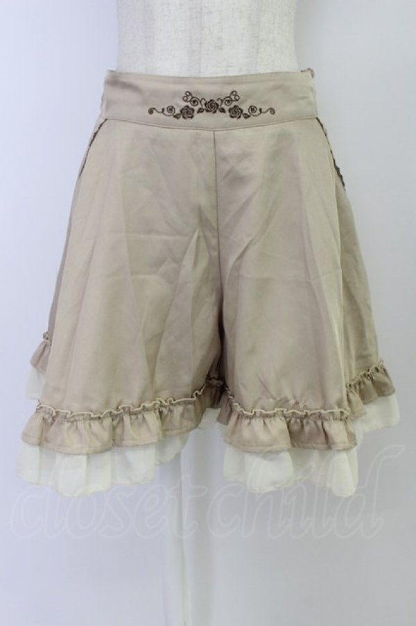 画像1: axes femme / ウエスト刺繍キュロットスカート M ベージュ T-26-03-24-041-AX-SK-SA-ZT (1)