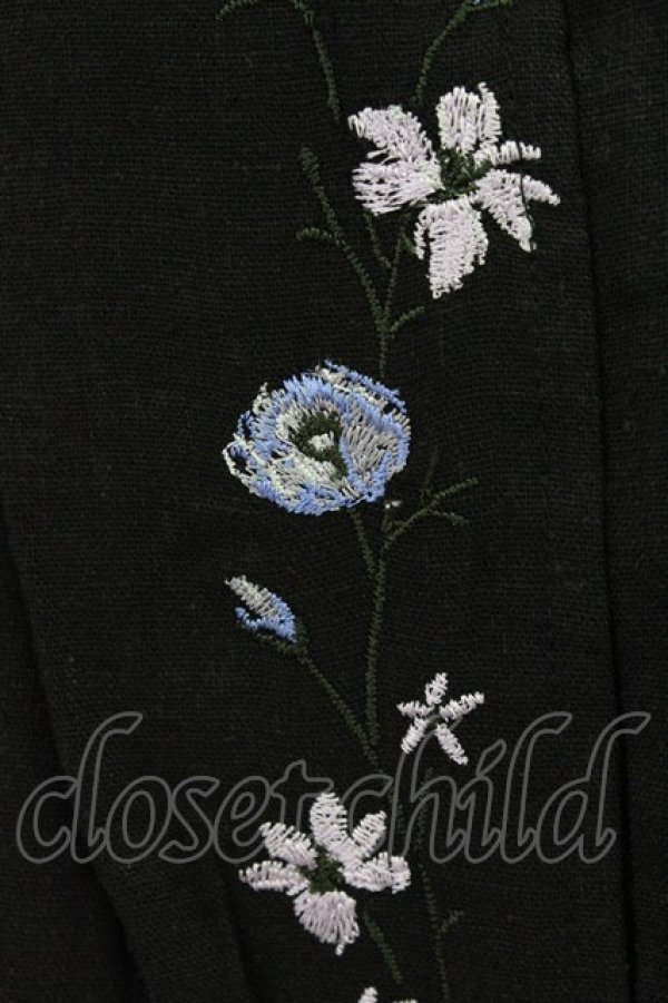 画像3: axes femme / 華刺繍リネンガウチョパンツ M ブラック T-26-03-24-044-AX-PA-SA-ZT (3)