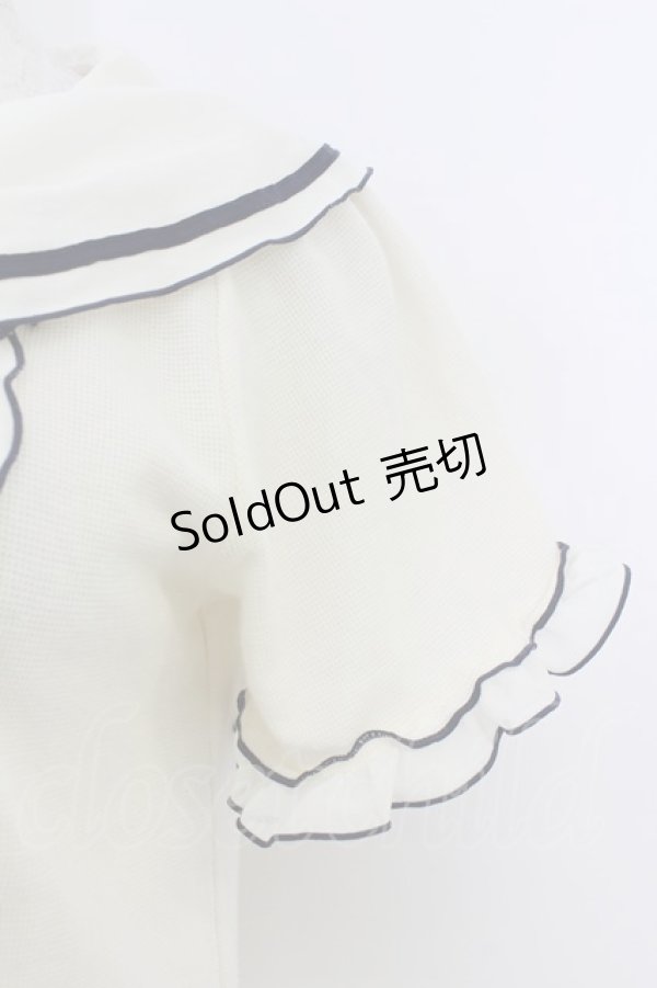 画像3: axes femme POETIQUE / セーラー風半袖トップス  アイボリーＸネイビー T-26-03-24-001-AX-TO-SA-ZT (3)