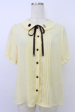 画像: axes femme / クラシックローズ刺繍入りブラウス  イエロー T-26-03-24-009-AX-TO-SA-ZT