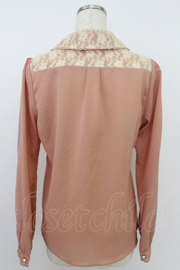 画像2: axes femme / レース襟刺繍ブラウス  ピンク T-26-03-24-010-AX-BL-SA-ZT (2)