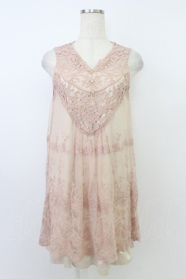 画像1: axes femme / チュールレースカットチュニ M ピンク T-26-03-24-011-AX-OP-SA-ZT (1)