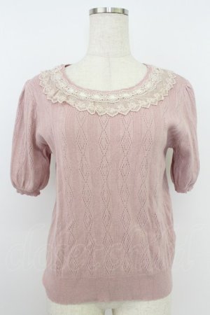 画像: axes femme / クロス編みニットプルオーバー  ピンク T-26-03-24-012-AX-TO-SA-ZT