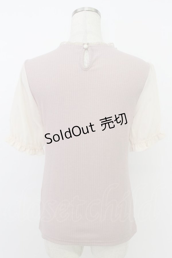 画像2: axes femme POETIQUE / ブーケリボン刺繍リブプルオーバー  ピンク T-26-03-24-013-AX-TO-SA-ZT (2)