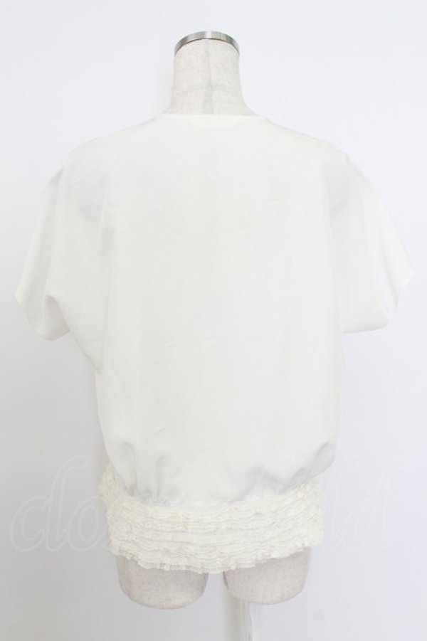 画像2: PINK HOUSE / 胸元リボン&裾レース半袖ブラウス  アイボリー T-26-03-24-002-LO-BL-SA-ZT (2)