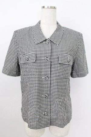 画像: INGEBORG / ギンガムフラップポケット付半袖シャツ  ブラック T-26-03-24-016-LO-BL-SA-ZT