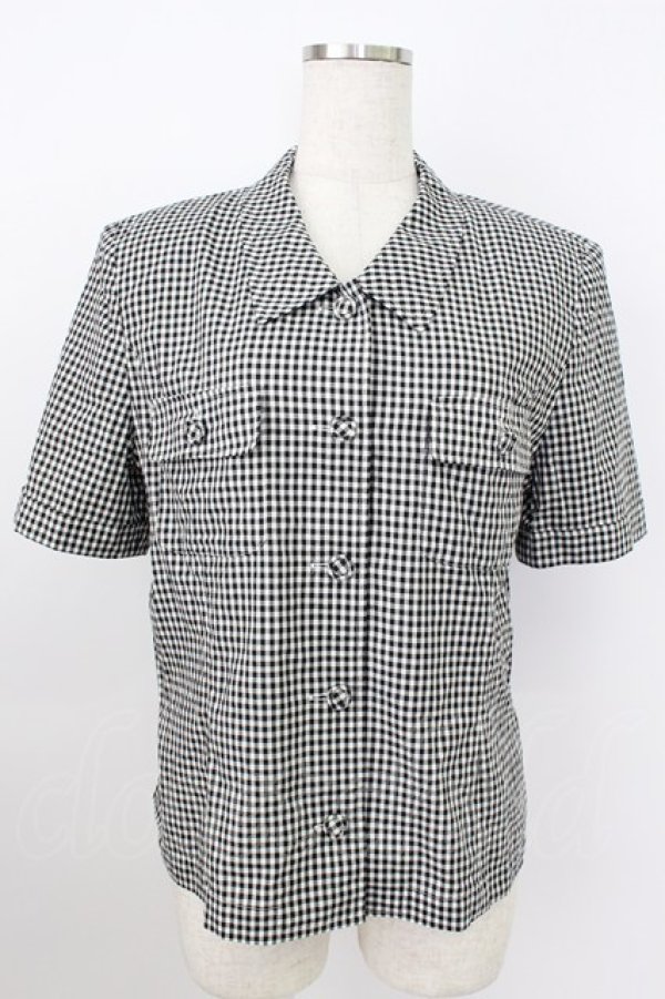 画像1: INGEBORG / ギンガムフラップポケット付半袖シャツ  ブラック T-26-03-24-016-LO-BL-SA-ZT (1)