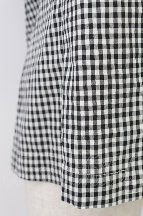 画像4: INGEBORG / ギンガムフラップポケット付半袖シャツ  ブラック T-26-03-24-016-LO-BL-SA-ZT (4)
