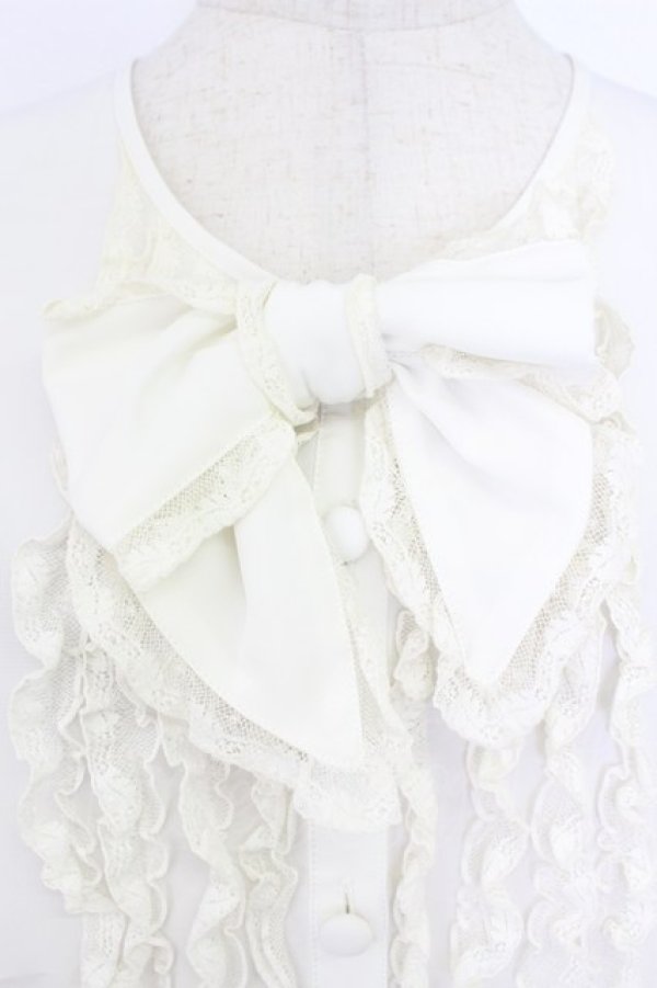 画像3: PINK HOUSE / 胸元リボン&裾レース半袖ブラウス  アイボリー T-26-03-24-002-LO-BL-SA-ZT (3)
