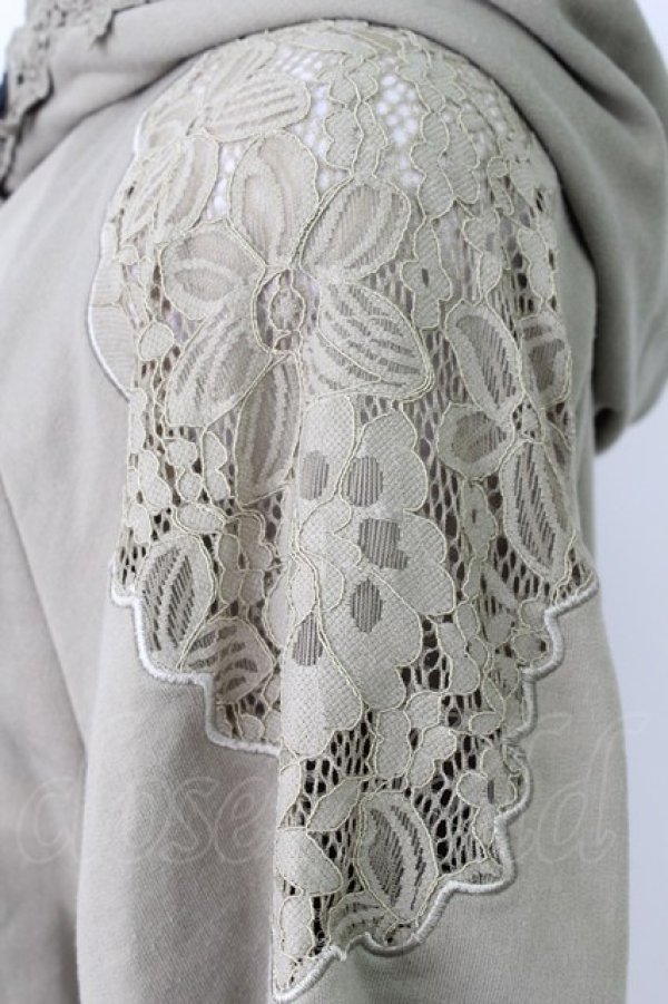 画像3: axes femme / フード付き半袖パーカーチュニ  カーキ T-26-03-24-023-AX-OP-SA-ZT (3)