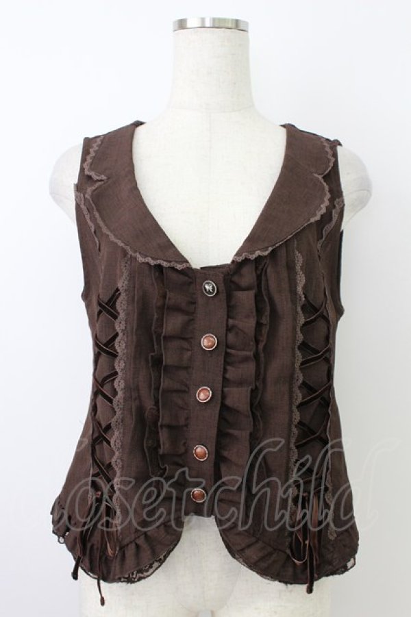 画像1: axes femme / レースアップベスト  ブラウン T-26-03-24-024-AX-TO-SA-ZT (1)