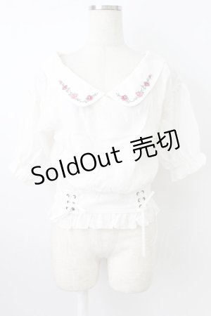 画像: axes femme POETIQUE / バラ刺繍オフショルブラウス M ホワイト T-26-03-25-001-AX-BL-SA-ZT