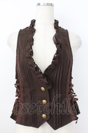 画像: axes femme / サイド編み下げベスト  ブラウン T-26-03-25-026-AX-BL-SA-ZT