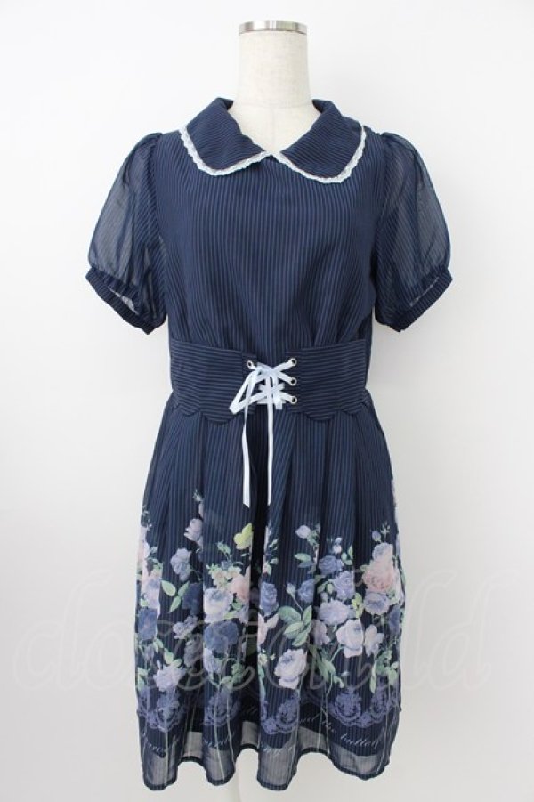 画像1: axes femme POETIQUE / 油絵風パネル花柄ワンピース M コン T-26-03-25-028-AX-OP-SA-ZT (1)