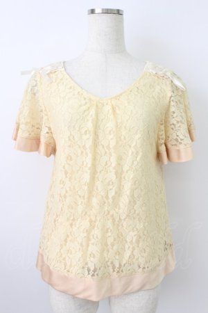 画像: axes femme / レース半袖カットソー  アイボリー T-26-03-25-004-AX-TO-SA-ZT