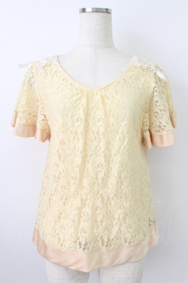 画像1: axes femme / レース半袖カットソー  アイボリー T-26-03-25-004-AX-TO-SA-ZT (1)