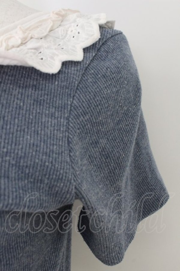 画像4: axes femme / 裾チュール刺繍ワンピース  ネイビーＸアイボリー T-26-03-25-034-AX-OP-SA-ZT (4)