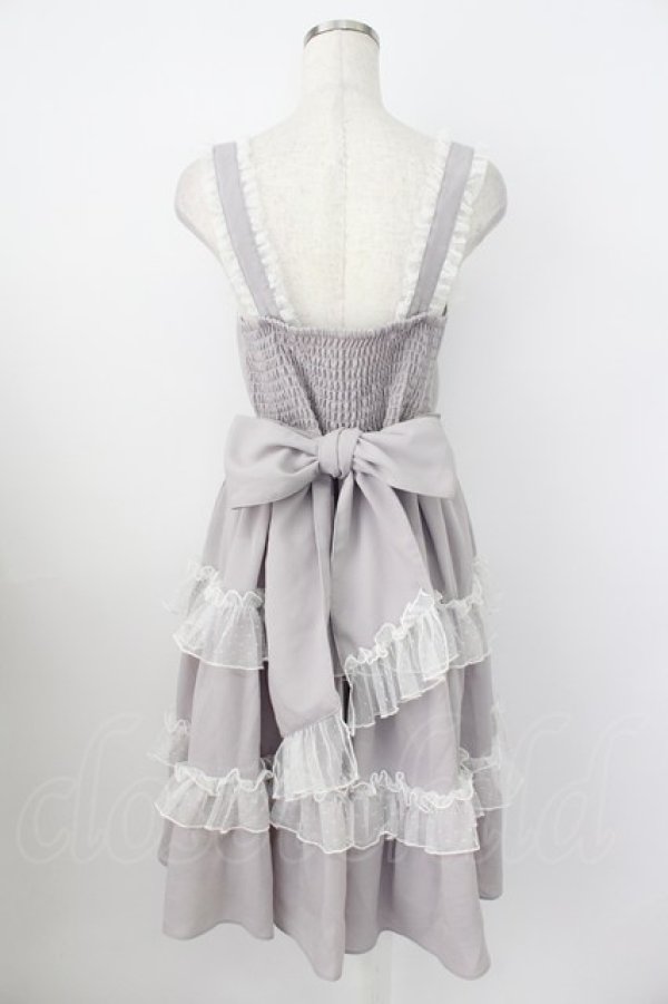 画像2: axes femme / プチリボンジャンパースカート  グレー T-26-03-25-035-0-OP-SA-ZT (2)