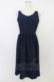画像1: an another angelus / スカラップ衿ぐりフィットandフレアーワンピース  ネイビー T-26-03-25-041-CA-OP-SA-ZT (1)