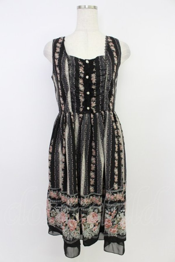 画像1: axes femme / ローズストライプジャンスカ  黒 T-26-03-25-042-AX-OP-SA-ZT (1)