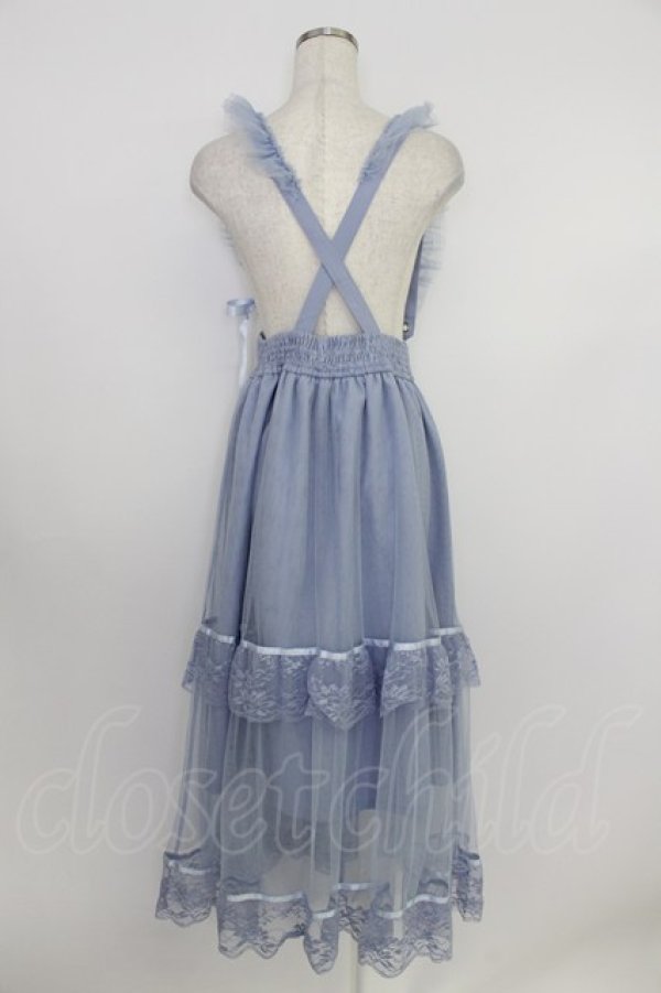 画像2: axes femme POETIQUE / チュールフリルサス付スカート M サックス T-26-03-25-043-AX-SK-SA-ZT (2)