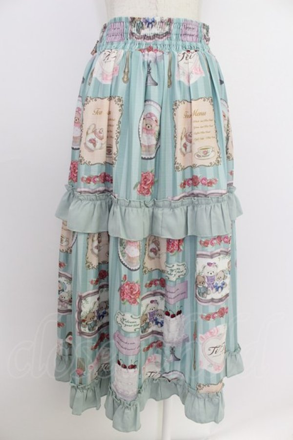 画像2: axes femme kawaii / ティティ×ベアファミリースカート  サックス T-26-03-25-044-AX-SK-SA-ZT (2)