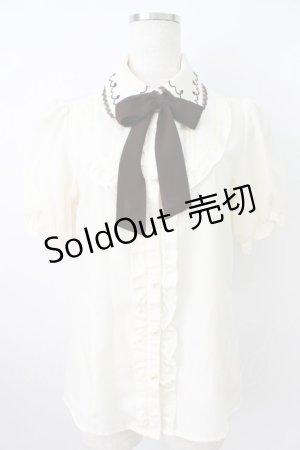 画像: axes femme / トランプアイコン刺繍ブラウス  アイボリー T-26-03-25-006-AX-BL-SA-ZT