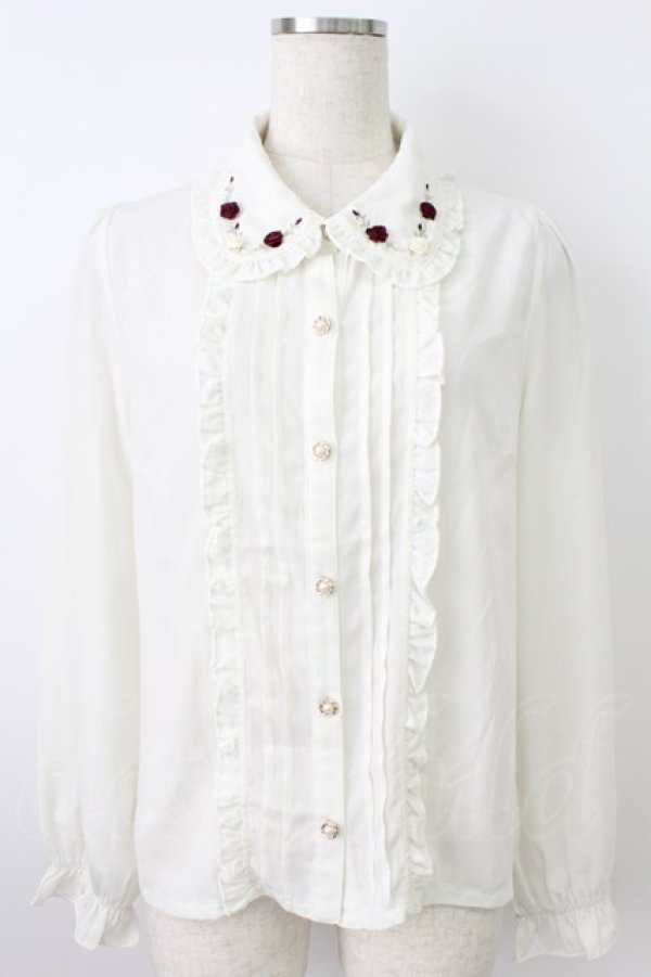 画像1: axes femme POETIQUE / ロザリウムフリルブラウス M キナリ T-26-03-25-007-AX-BL-SA-ZT (1)