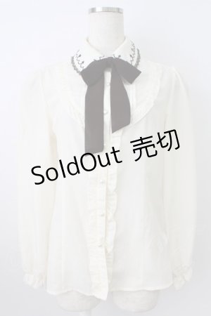 画像: axes femme / トランプ刺繍ブラウス  アイボリーＸブラウン T-26-03-25-009-AX-BL-SA-ZT