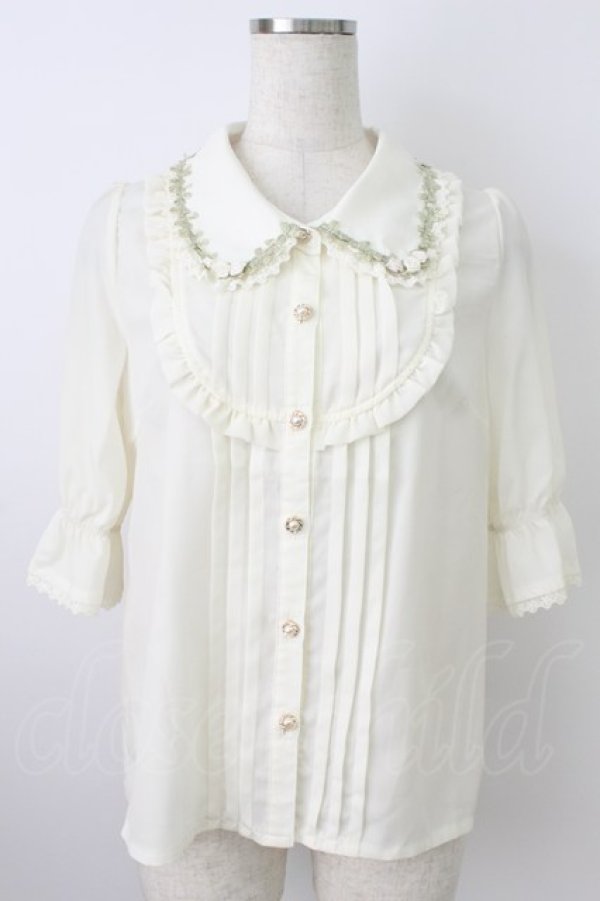 画像1: axes femme POETIQUE / 薔薇モチーフ付ブラウス  アイボリー T-26-03-25-010-AX-BL-SA-ZT (1)