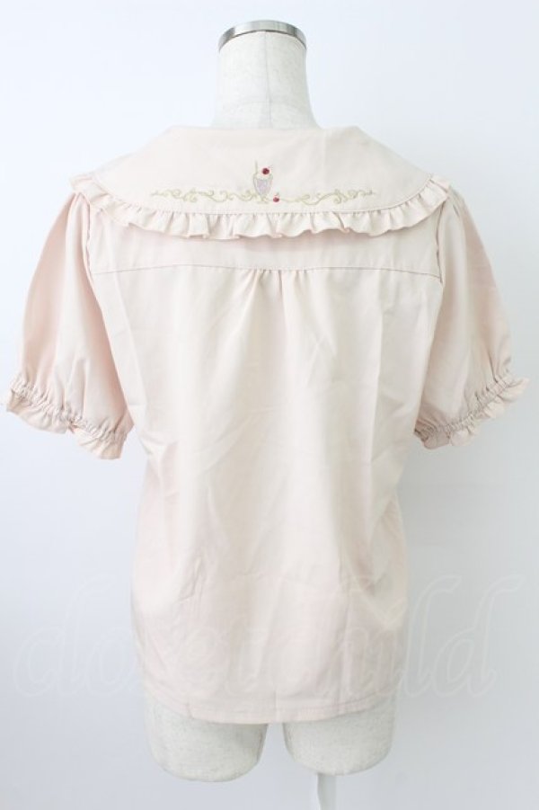 画像2: axes femme POETIQUE / レトロ喫茶刺繍パフ袖ブラウス  ピンクベージュ T-26-03-25-014-AX-BL-SA-ZT (2)