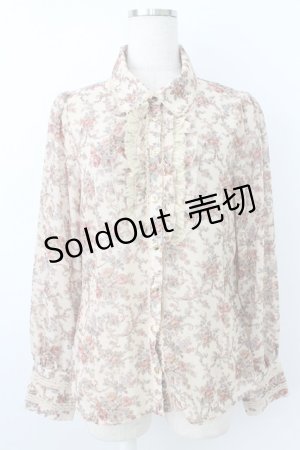 画像: axes femme / 花Ｘオーナメント柄ブラウス  ベージュ T-26-03-25-017-AX-BL-SA-ZT