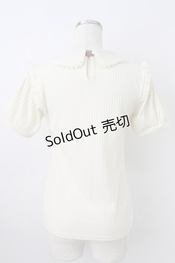 画像2: axes femme POETIQUE / フラワーリボン刺繍襟プルオーバー  アイボリー T-26-03-25-002-AX-TO-SA-ZT (2)