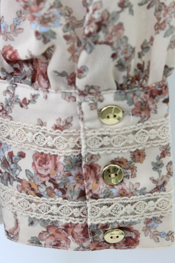 画像4: axes femme / 花Ｘオーナメント柄ブラウス  ベージュ T-26-03-25-017-AX-BL-SA-ZT (4)