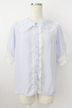 画像: axes femme kawaii / ドットチュール半袖ブラウス  ラベンダー T-26-03-25-019-AX-BL-SA-ZT