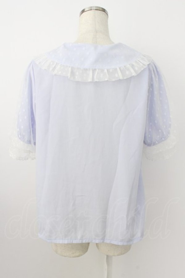 画像2: axes femme kawaii / ドットチュール半袖ブラウス  ラベンダー T-26-03-25-019-AX-BL-SA-ZT (2)