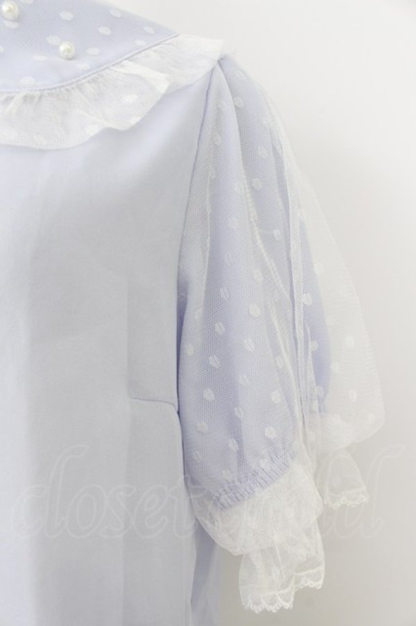 画像3: axes femme kawaii / ドットチュール半袖ブラウス  ラベンダー T-26-03-25-019-AX-BL-SA-ZT (3)