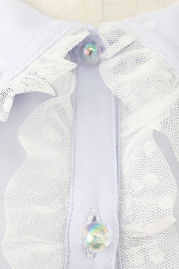 画像4: axes femme kawaii / ドットチュール半袖ブラウス  ラベンダー T-26-03-25-019-AX-BL-SA-ZT (4)