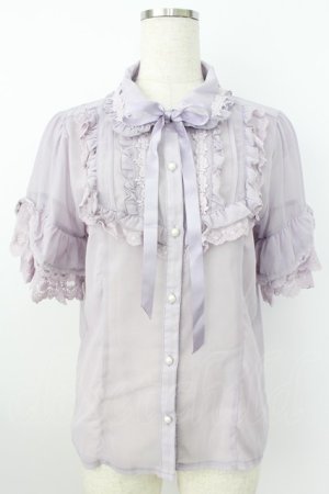 画像: axes femme / シアーフリル丸襟ブラウス  ラベンダー T-26-03-25-021-AX-BL-SA-ZT