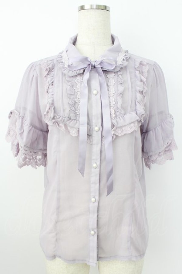 画像1: axes femme / シアーフリル丸襟ブラウス  ラベンダー T-26-03-25-021-AX-BL-SA-ZT (1)