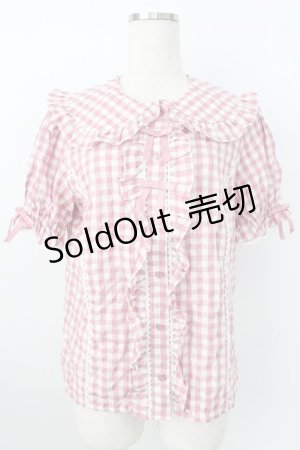 画像: axes femme kawaii / ギンガムチェック半袖ブラウス M ピンク T-26-03-25-022-AX-BL-SA-ZT