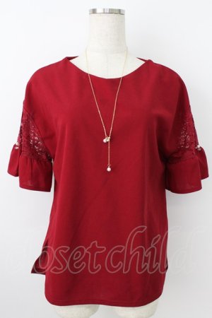 画像: axes femme / 袖レース切替カットPO  赤 T-26-03-25-024-AX-TO-SA-ZT