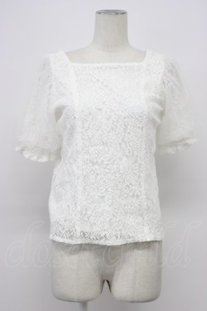 画像: axes femme / チュール袖総レーストップス  ホワイト T-26-03-30-021-AX-TO-SA-ZT